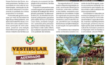 4º Encontro Municipal do Vinho Artesanal no dia 8 de agosto em Ipiranga do Sul
