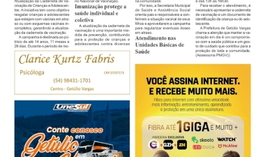Prefeitura de Getúlio Vargas promove campanha para atualização da caderneta de vacinação de crianças e adolescentes