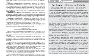 - Câmara de Vereadores de Getúlio Vargas - Boletim Informativo nº 24/2026 e Extrato - Câmara de Vereadores de Floriano Peixoto - Boletim Informativo nº 20/2026 - Classificados 