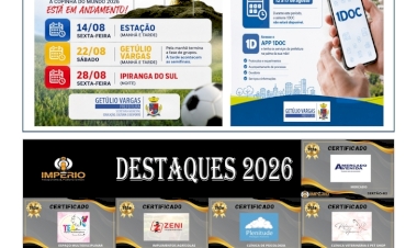 Destaques 2026 - Império Pesquisas & Publicidade /  Informe da Prefeitura Municipal de Getúlio Vargas.