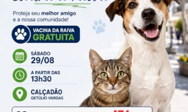 Vacinação gratuita contra a raiva no Calçadão 