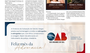  Reportagem Especial  -  OAB Subseção de Getúlio Vargas promove workshop e jantar festivo