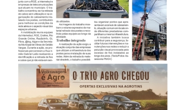 Ação Poste Limpo retira cabos sem uso e organiza rede aérea em Getúlio Vargas