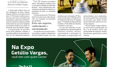 3º Encontro de Bovinocultura de Leite será um dos destaques da programação da Expo Getúlio Vargas 2026