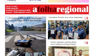 A FOLHA REGIONAL. Ano 27, nº 1.396. Getúlio Vargas RS, 25 de setembro de 2026.