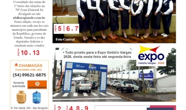 A FOLHA REGIONAL Ano 27, nº 1.398. Getúlio Vargas RS, 09 de outubro de 2026.