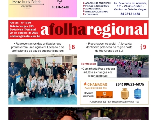A FOLHA REGIONAL. ANO 25, Nº 1.341. Getúlio Vargas RS, 24 de outubro de 2025
