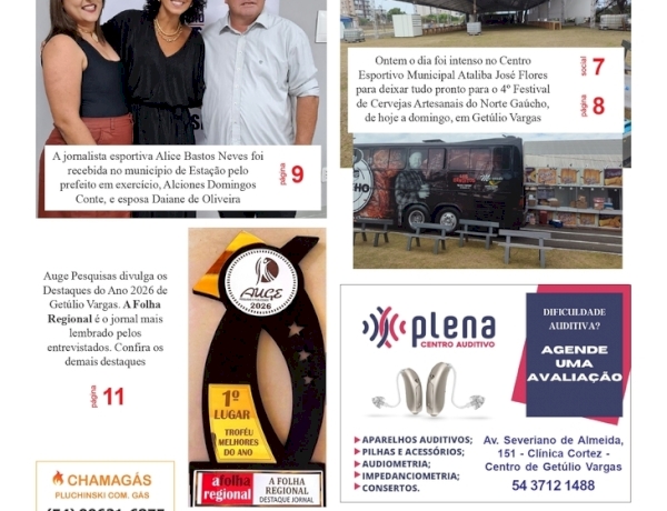 A FOLHA REGIONAL Ano 27, nº 1.367. Getúlio Vargas RS, 06 de março de 2026.