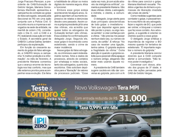 OAB e Polícia Civil realizam ação no combate ao golpe do falso advogado