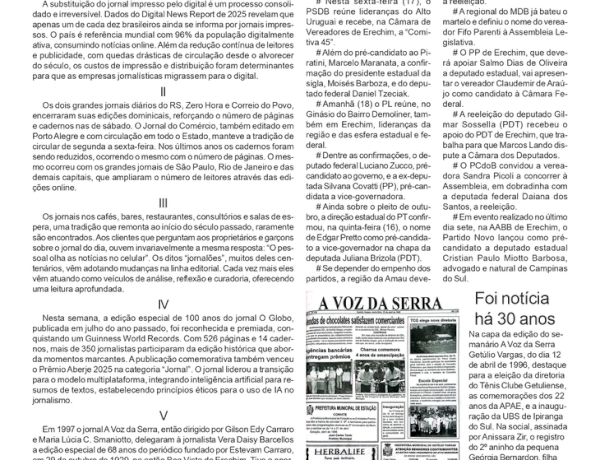 Jornalismo sem papel, por Neivo A T Fabris. Edição de 17/4/2027
