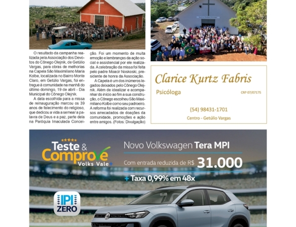 Reinauguração da Capela São Maximiliano Maria Kolbe gera emoção