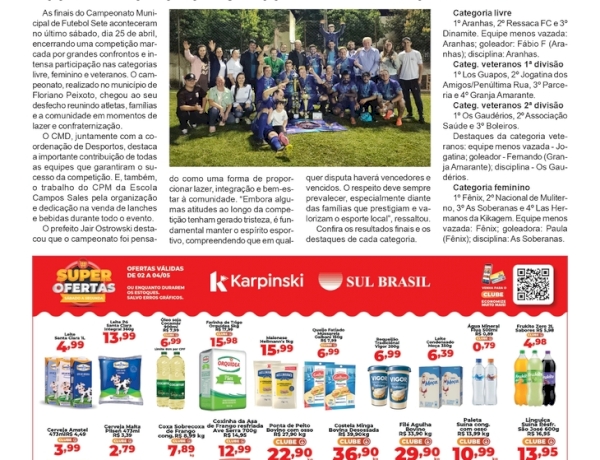 Campeonato Municipal de Futebol Sete de Floriano Peixoto chega ao fim com grandes disputas