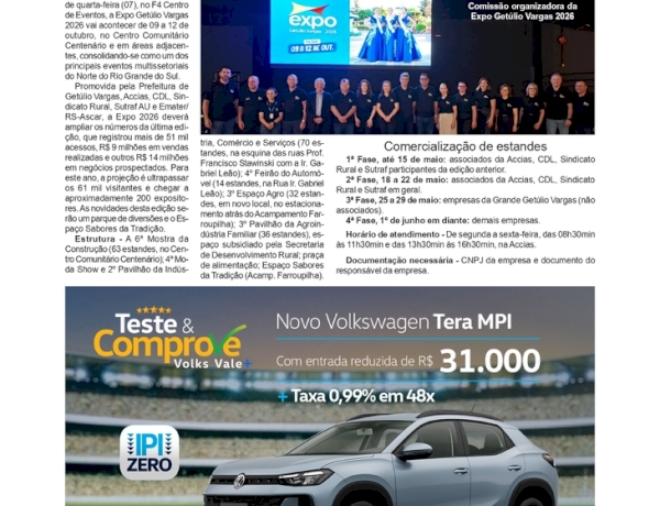 Expo Getúlio Vargas 2026 - Lançada na noite de quarta, ontem foi dia intenso para venda de estandes