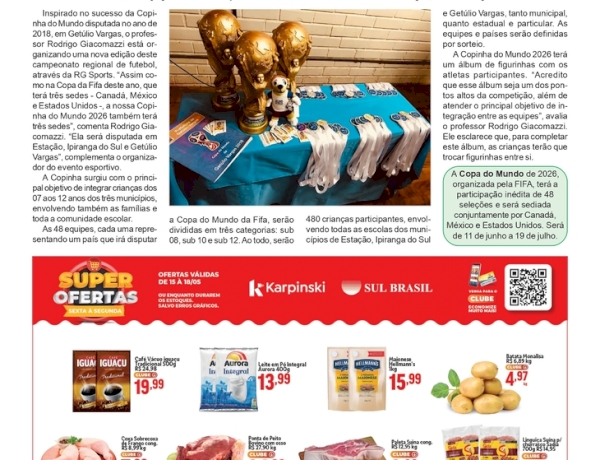 Estação, Ipiranga do Sul e Getúlio Vargas serão sede da Copinha do Mundo 2026