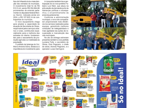Novo rolo compactador para reforçar melhorias nas estradas de Ipiranga do Sul