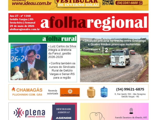 A FOLHA REGIONAL, Ano 27, nº 1.380. Getúlio Vargas RS, 29 de maio de 2026.