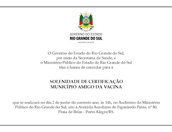 Getúlio Vargas receberá certificação Município  Amigo da Vacina no dia 2 de junho
