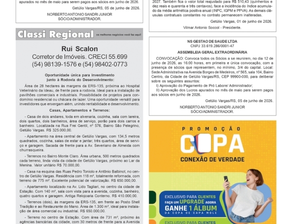Publicidade Legal / Classificados Regional – Imóveis.