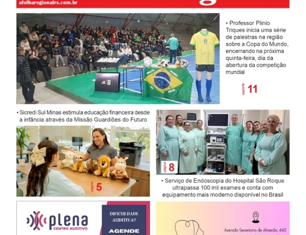 A FOLHA REGIONAL. Ano 27, nº 1.381. Getúlio Vargas RS, 05 de junho de 2026.