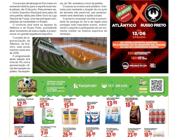 Ipiranga do Sul recebe partida da Série Ouro da Liga Gaúcha de Futsal