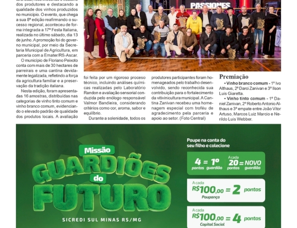 Encontro Municipal do Vinho de Floriano Peixoto premia produção local