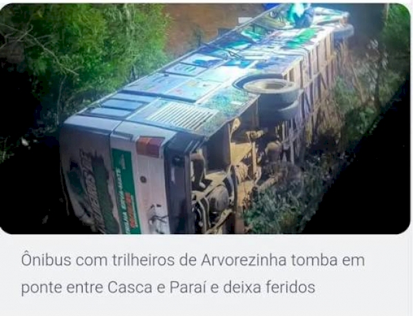 Ônibus com trilheiros cai de ponte na RS-324