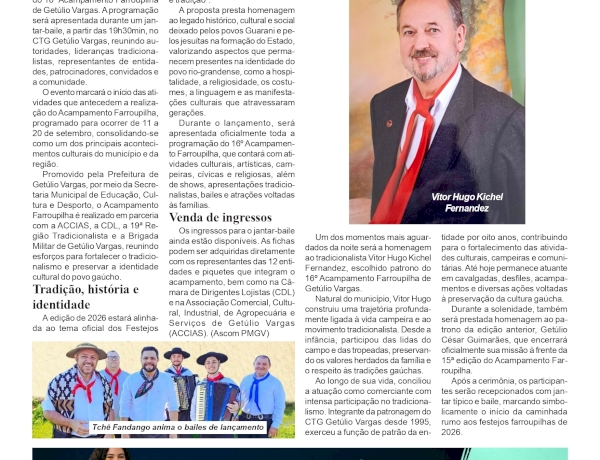 Getúlio Vargas lança neste sábado a programação do 16º Acampamento Farroupilha
