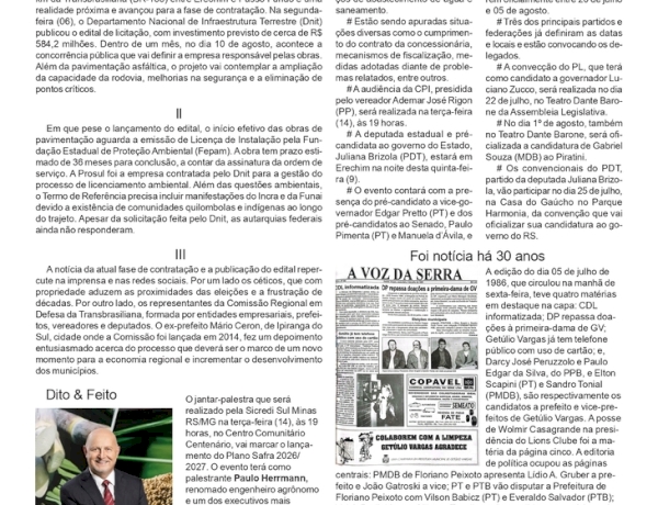 Só faltam os laudos, por Neivo A T Fabris. Edição 10/7/2026
