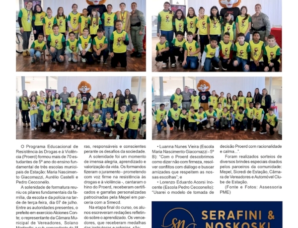 Proerd forma mais de 70 estudantes do 5º ano no município de Estação