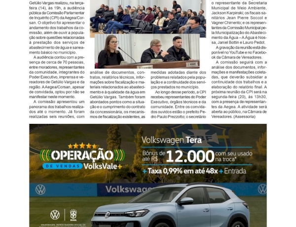 Comunidade participa da audiência pública da CPI da Aegea/Corsan