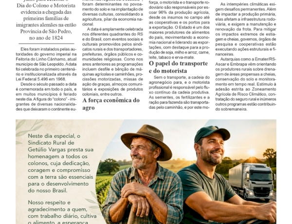 Dia do Colono e Motorista - Um dia para ser celebrado por todos