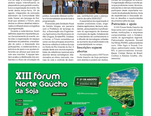 Comissão organizadora ajusta últimos detalhes para a realização do Fórum Norte Gaúcho da Soja