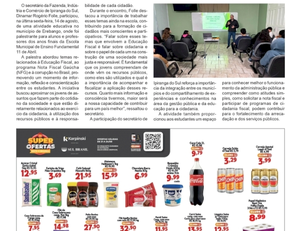 Secretário de Ipiranga do Sul ministra palestra para estudantes de Erebango