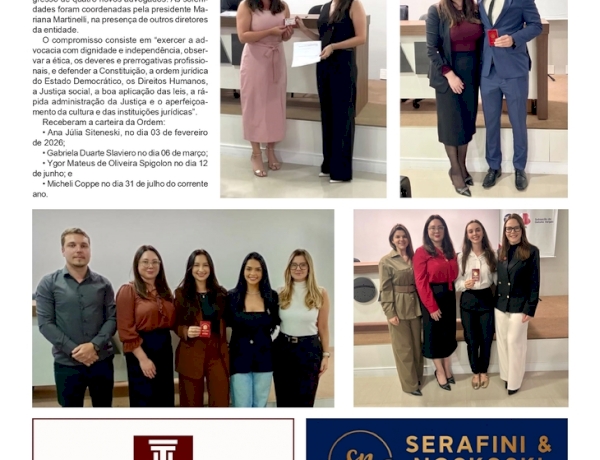 Reportagem Especial - Advogados da Subseção da OAB de  Getúlio Vargas prestam seu compromisso com a Ordem