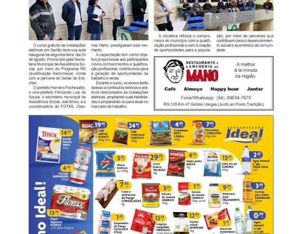 Senai de Erechim ministra curso de instalações elétricas em Sertão