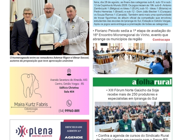 A FOLHA REGIONAL, Ano 27, nº  1.392. Getúlio Vargas RS, 28 de agosto de 2026