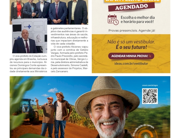 Vice-prefeito de Estação cumpre agenda em Brasília em busca de recursos