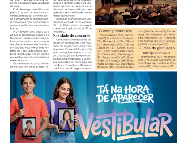 Lançada a campanha do vestibular de verão da Uri Erechim