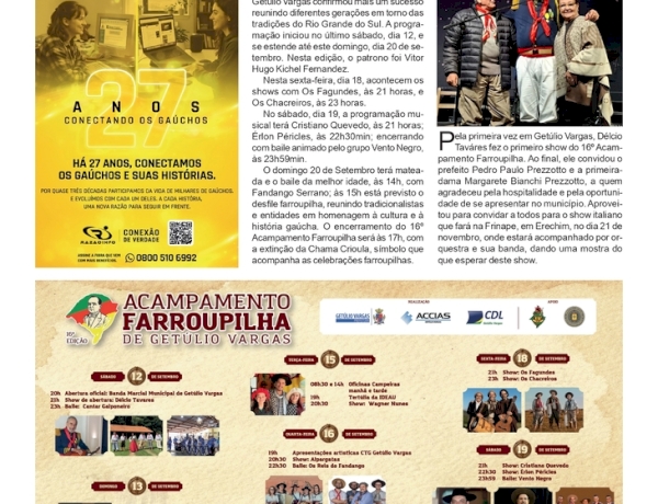 Os Fagundes fazem show hoje no 16º Acampamento Farroupilha de Getúlio Vargas