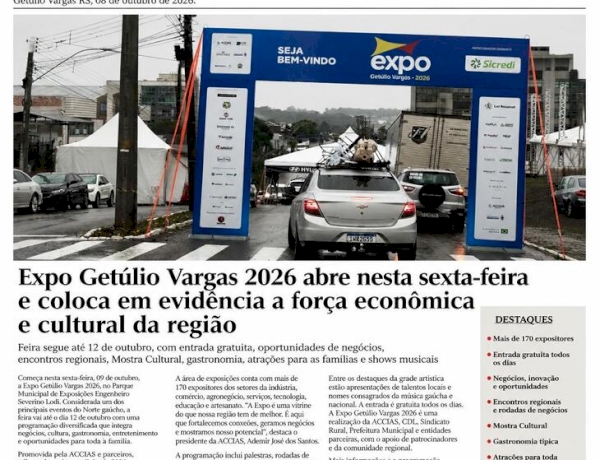 Expo Getúlio Vargas 2026 abre nesta sexta-feira e  coloca em evidência a força econômica e cultural da região