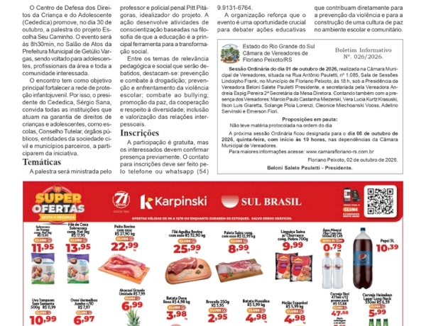 Cededica promove palestra do projeto “Escolha Seu Caminho” em Getúlio Vargas