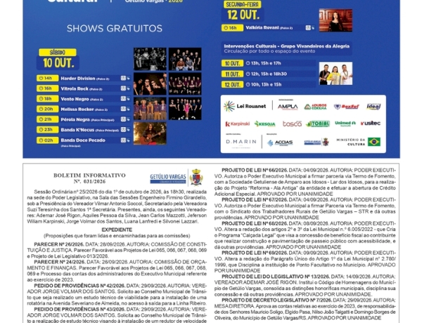 Programação da Mostra Cultural na Expo Getúlio Vargas 2026
