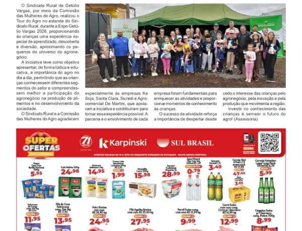 Expo Getúlio Vargas 2026 - Tour do Agro encanta crianças no estande do Sindicato Rural