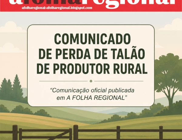 COMUNICADO DE PERDA DE TALÃO DE PRODUTOR RURAL