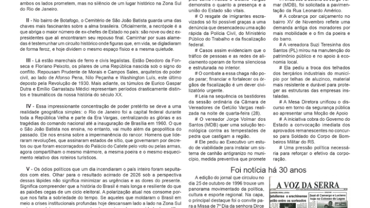 O que o passado nos diz sobre a fratura de 2026, por Neivo A T Fabris. Edição 30/10/2026