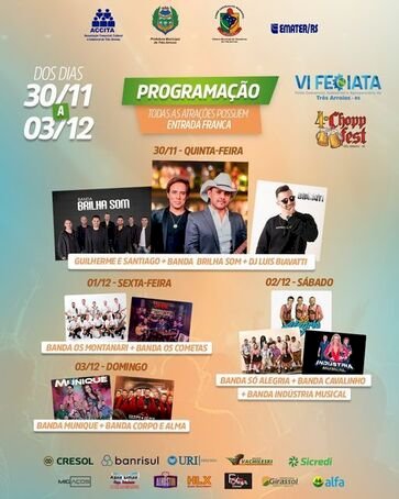 VI FECIATA de Três Arroios: evento imperdível com show de Guilherme e Santiago e Chopp Fest