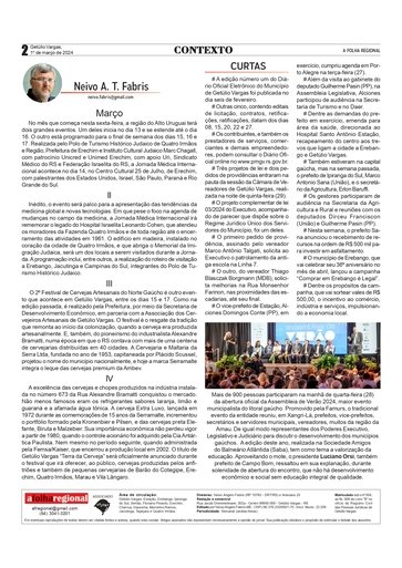 MARÇO . Contexto - Neivo A T Fabris / Coluna da Edição de 01 de março de 2024.