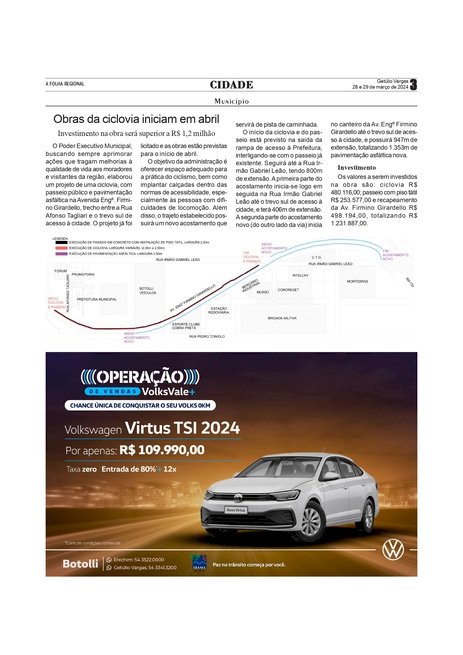 Getúlio Vargas - Obras da ciclovia iniciam em abril