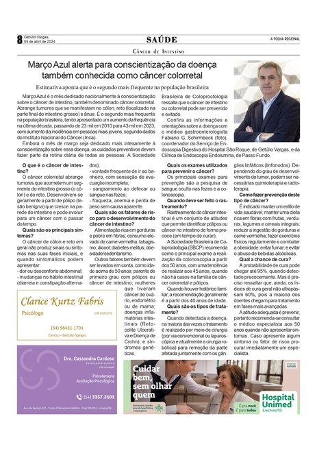 Câncer de Intestino - Março Azul alerta para conscientização da doença também conhecida como câncer colorretal