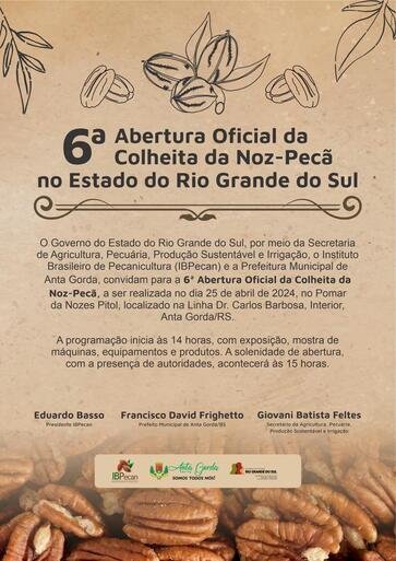 Evento Oficial 6ª Abertura Oficial da Colheita da Noz-Pecã